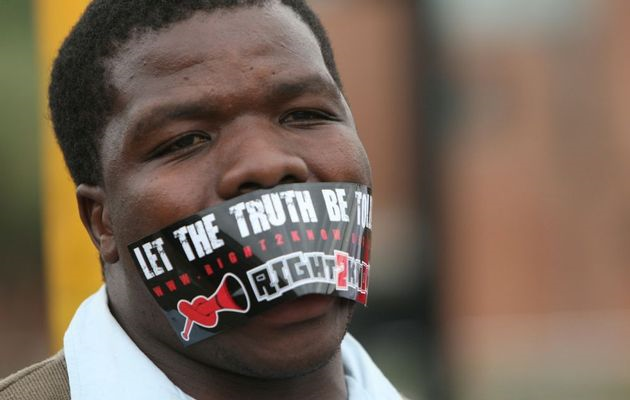 Right2Know protester. File photo. Image by: ANTONIO MUCHAVE